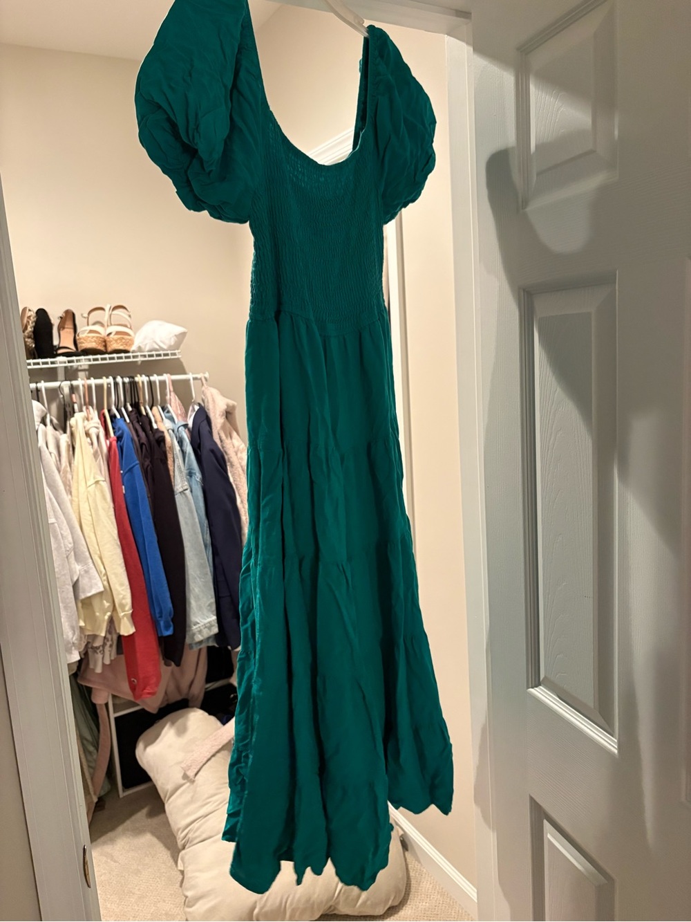 Amazon Teal Puff Sleeve Maxi Dress